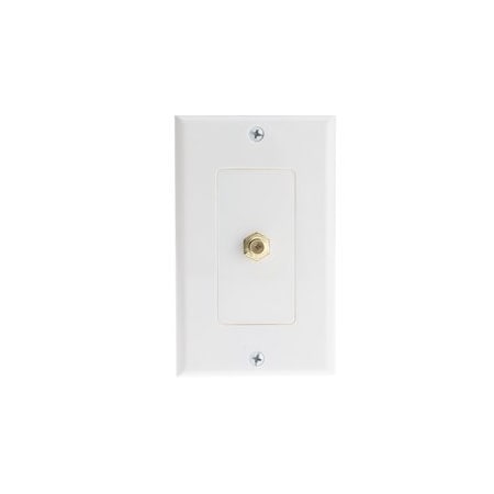 Cable Wholesale White Decora Wall Plate with F-pin Coupler, F-pin Female 200-253WH